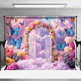 Aperturee - Aperturee Wonderland Gate Floral Butterfly Wedding Backdrop